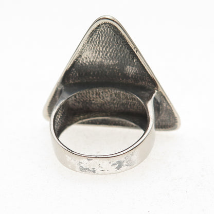 925 Sterling Silver Vintage Modernist Triangle Oxidized Ring Size 7.25