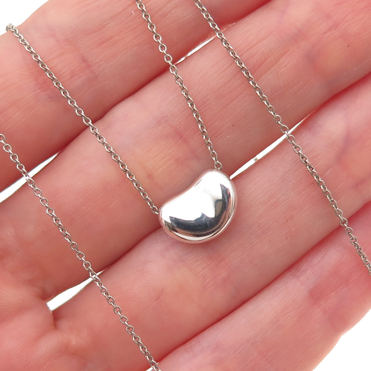 Tiffany & Co. Elsa Peretti 925 Sterling Silver Vintage Bean Chain Necklace 16"