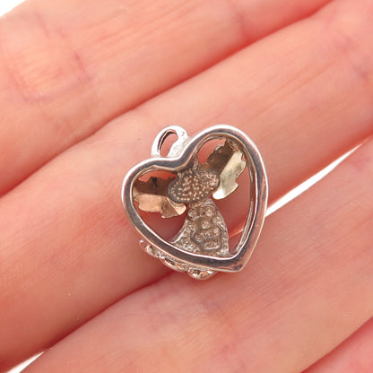 Coleman Co. 925 Sterling Silver 12K Multi-Gold Vintage Angel Heart Charm Pendant
