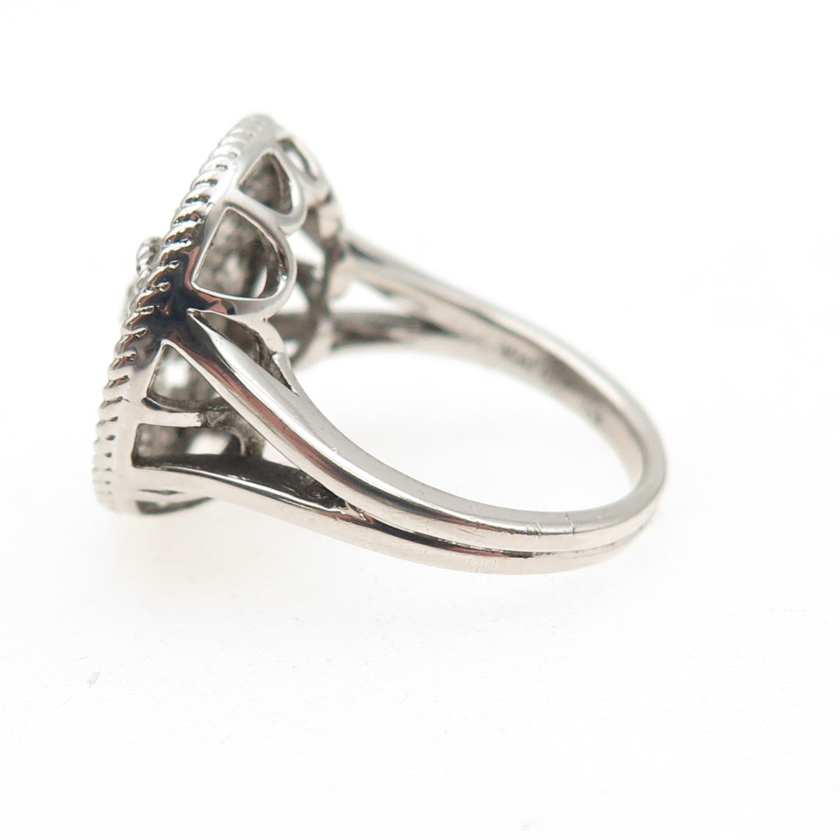 OLIVIA 925 Sterling Silver Real Round-Cut 0.05 ct Diamond Floral Ring Size 6.5