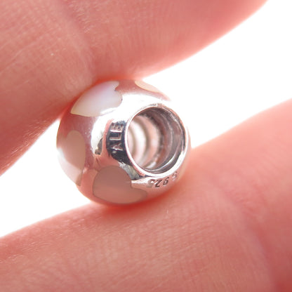 PANDORA 925 Sterling Silver Real MOP Heart Slide Bead Charm