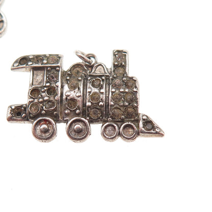 925 Sterling Antique Rhinestone Carriage Ship Train Pendants (missing 12 stones)