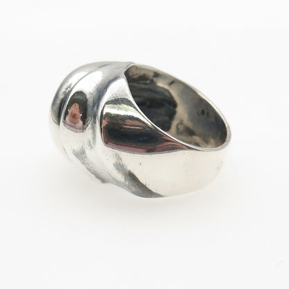 925 Sterling Silver Vintage Mexico Modernist Ribbed Dome Oxidized Ring Size 6.25