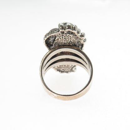 CAROL FELLEY 925 Sterling Silver Vintage 1996 Real Turquoise Feather Ring Size 7