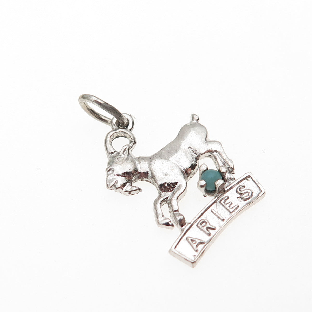 925 Sterling Silver Vintage Rhinestone Aries Zodiac Sign Mini Charm Pendant