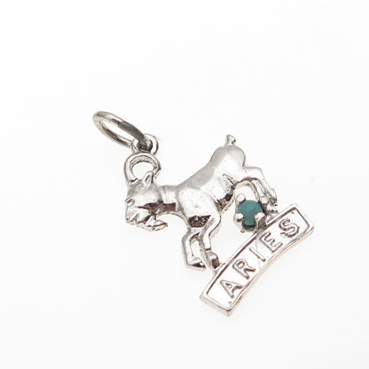 925 Sterling Silver Vintage Rhinestone Aries Zodiac Sign Mini Charm Pendant