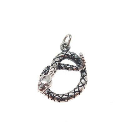 925 Sterling Silver Vintage Snake Oxidized Minimalist Charm Pendant