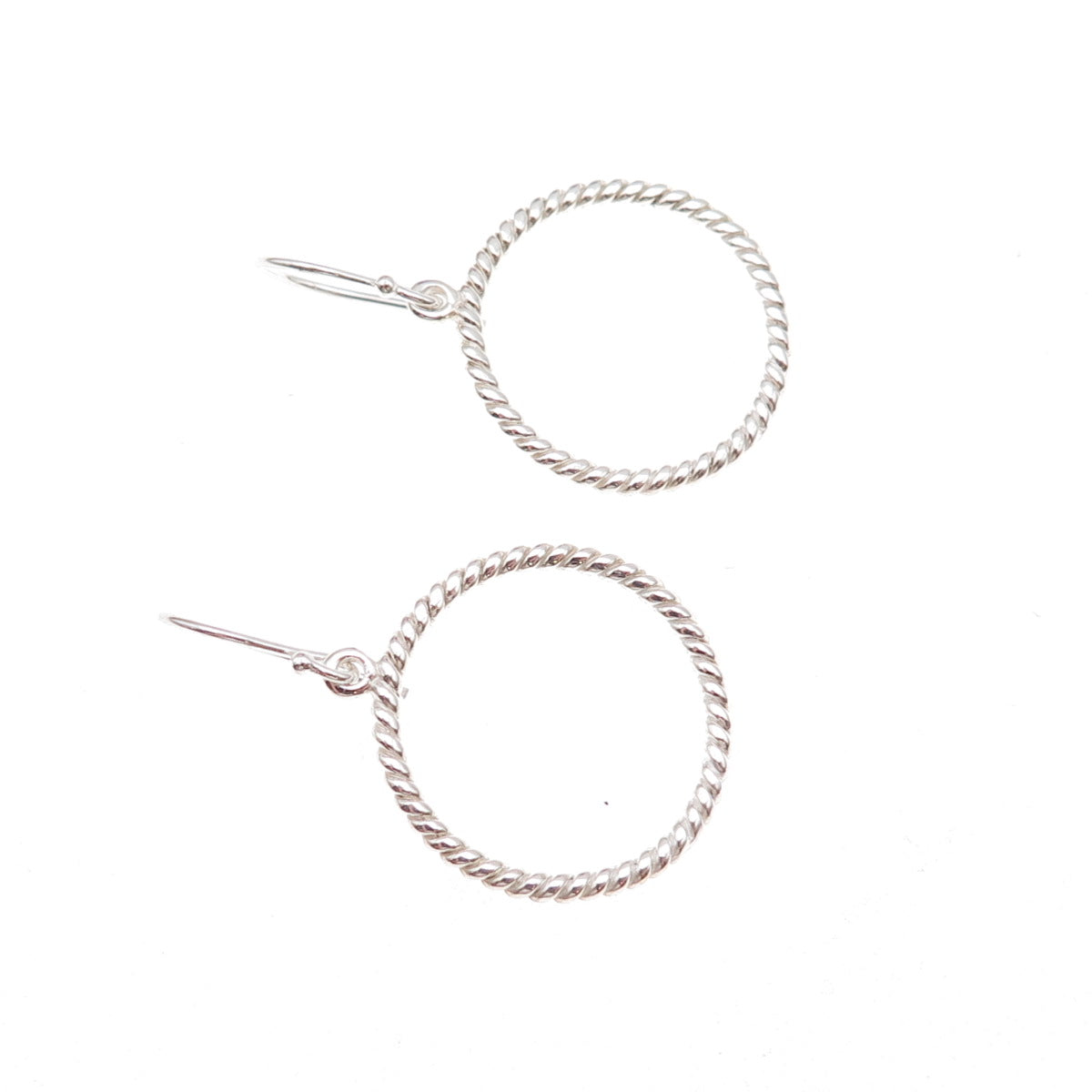 925 Sterling Silver Twisted Circle Dangle Earrings