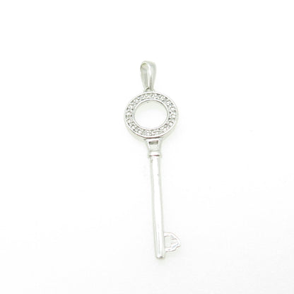 925 Sterling Silver Real Round-Cut White Diamond Circle of Life Key Pendant