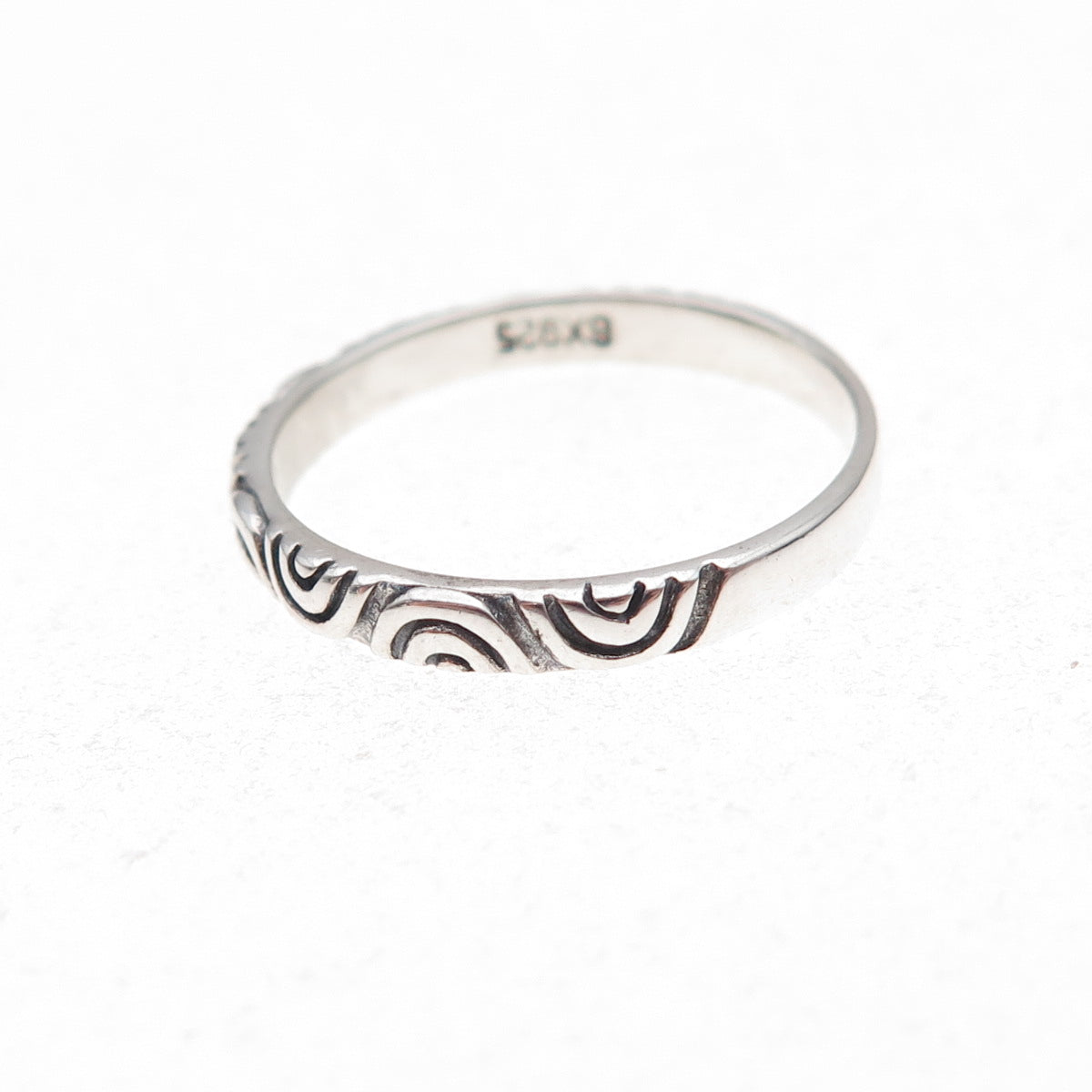 SX Sally C 925 Sterling Silver Vintage Seigaiha-Style Band Ring Size 7.25
