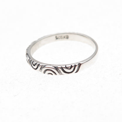 SX Sally C 925 Sterling Silver Vintage Seigaiha-Style Band Ring Size 7.25