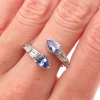 Chuck Clemency 925 Sterling Real Tanzanite White Topaz Adjustable Ring Size 8.75