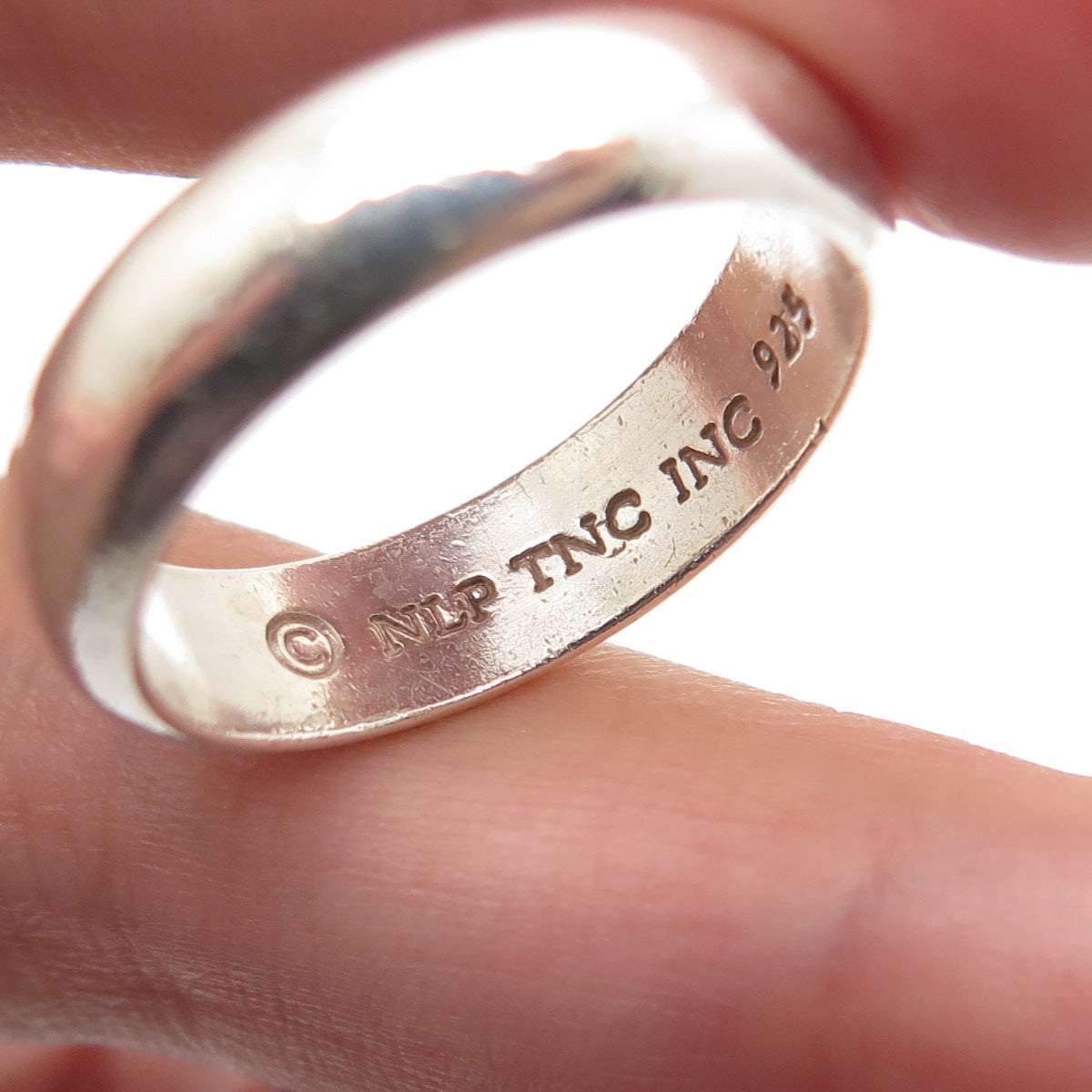 NLP TNC INC 925 Sterling Silver Vintage Classic Wedding Band Ring Size 9.75