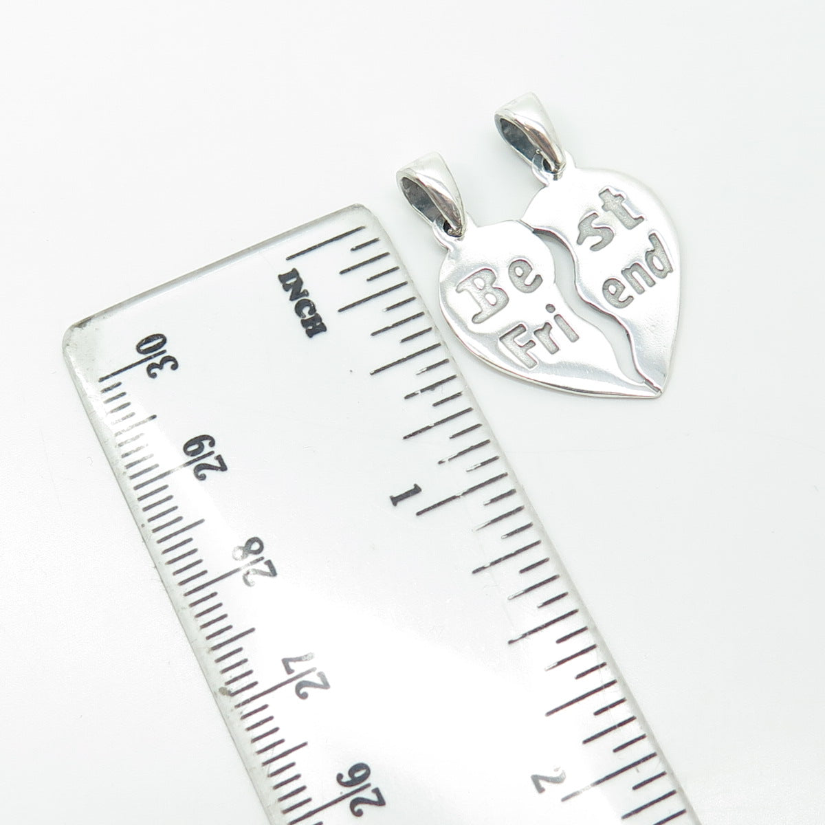 925 Sterling Silver Vintage Best Friends Heart Pendant