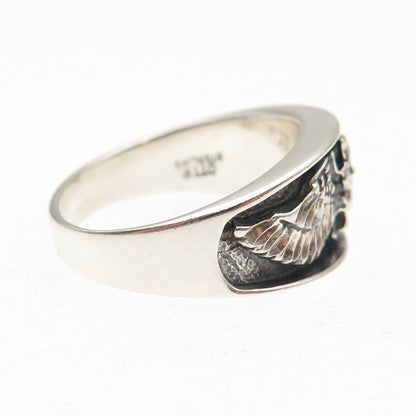 Ted Ott 925 Sterling Silver Vintage Eagle Oxidized Ring Size 11