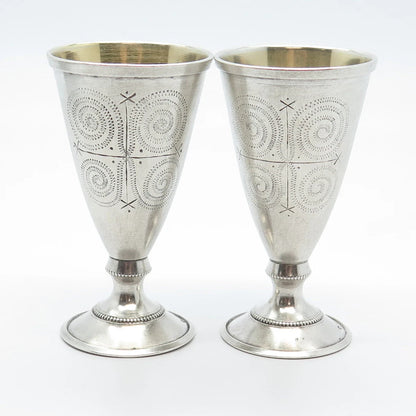916 Silver Vintage Estonia Tallinn's Jewelry Factory Textured Set of 2 Goblets