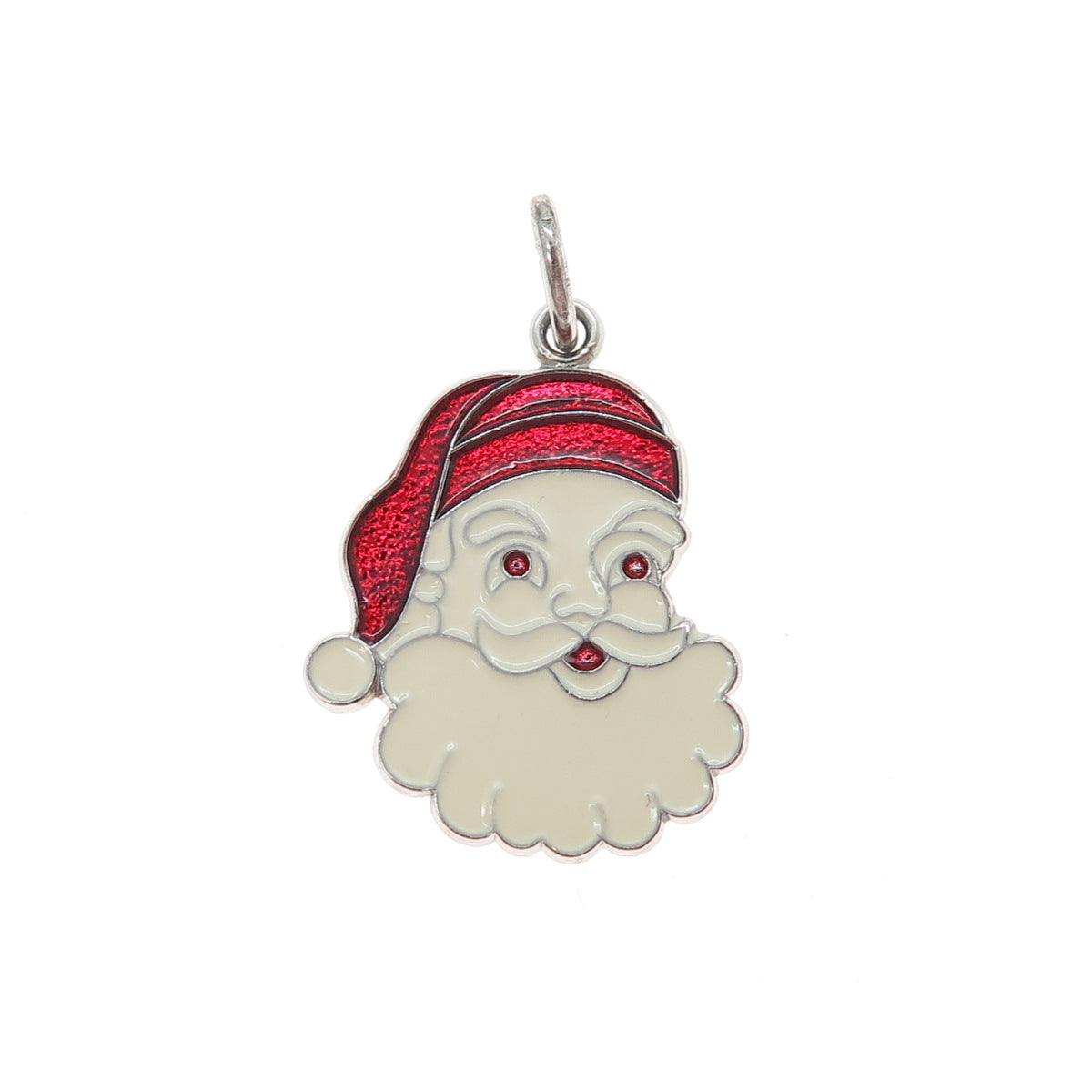 SPENCER 925 Sterling Silver Vintage Enamel Santa Claus Minimalist Charm Pendant