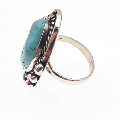 Old Pawn 925 Sterling Silver Vintage Southwestern Turquoise Tribal Ring Size 6