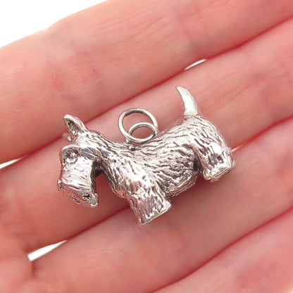 925 Sterling Silver Vintage Scottish Terrier Dog Hollow 3D Charm Pendant