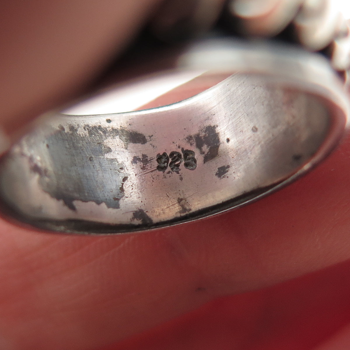 925 Sterling Silver Vintage Roped Oxidized Rotating Band Ring Size 7