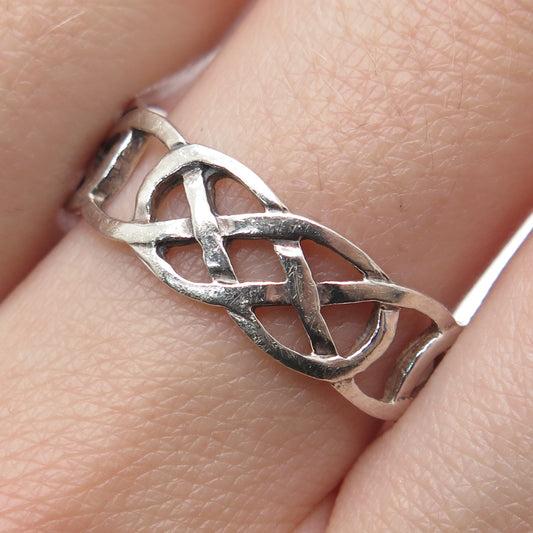 CHARLES WINSTON 925 Sterling Silver Vintage Celtic Knot Band Ring Size 11.25