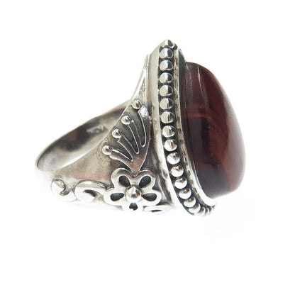 DOUG PAULUS 925 Sterling Silver Vintage Real Pear-Cut Tiger Eye Ring Size 10.25