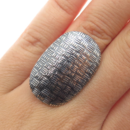 925 Sterling Silver Vintage Textured Oxidized Ring Size 5.5