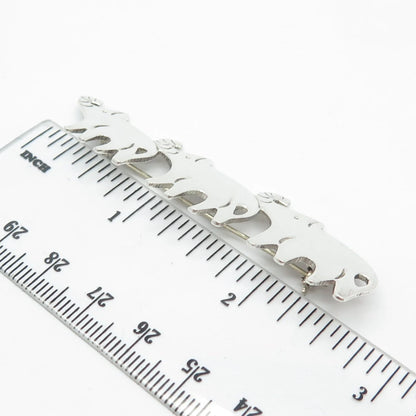 925 Sterling Silver Vintage Mexico Triple Elephant For Good Luck Pin Brooch
