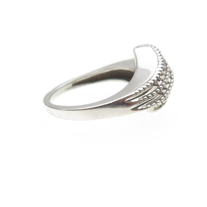 925 Sterling Silver Real Round-Cut Diamond Bypass Ring Size 8.75