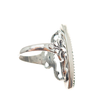 925 Sterling Silver Antique Art Deco Real Serpentine Ornate Ring Size 7