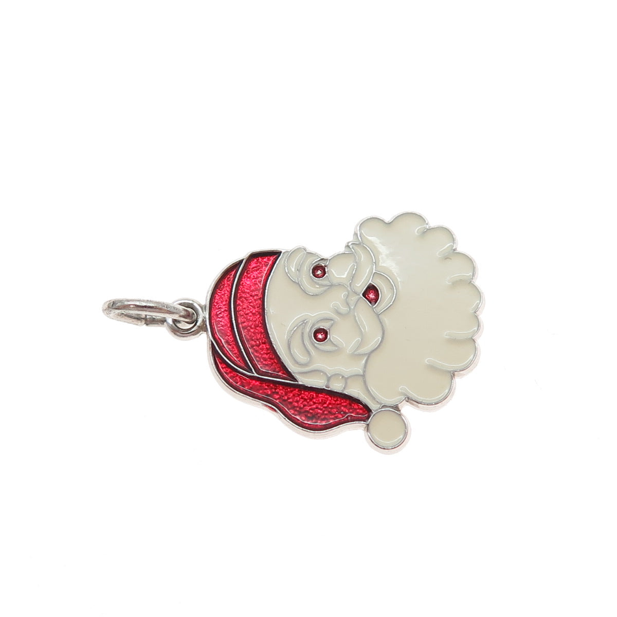 SPENCER 925 Sterling Silver Vintage Enamel Santa Claus Minimalist Charm Pendant