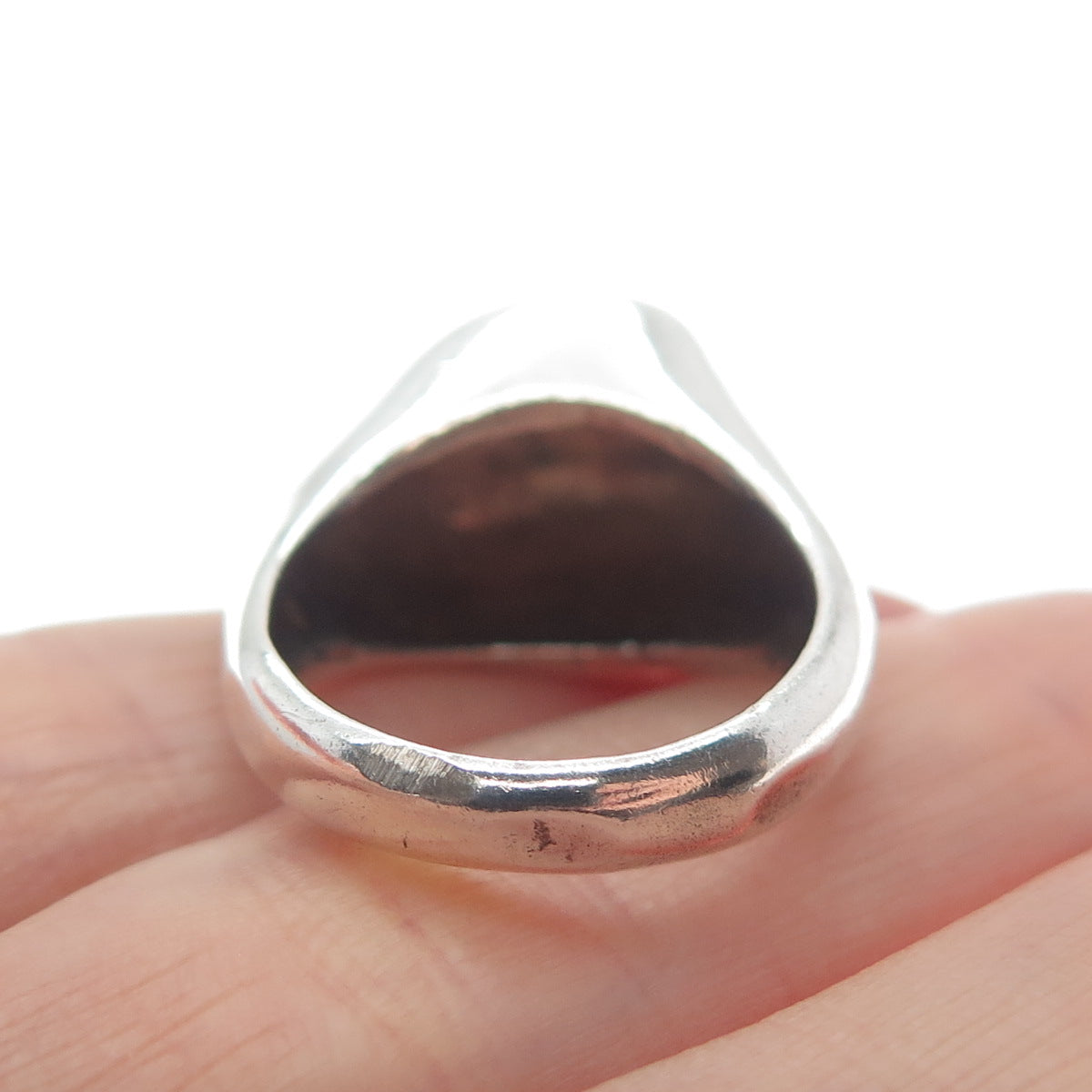 FURLA 925 Sterling Silver Vintage Italy Modernist Heart Dome Ring Size 6.25