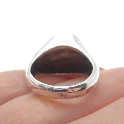 FURLA 925 Sterling Silver Vintage Italy Modernist Heart Dome Ring Size 6.25