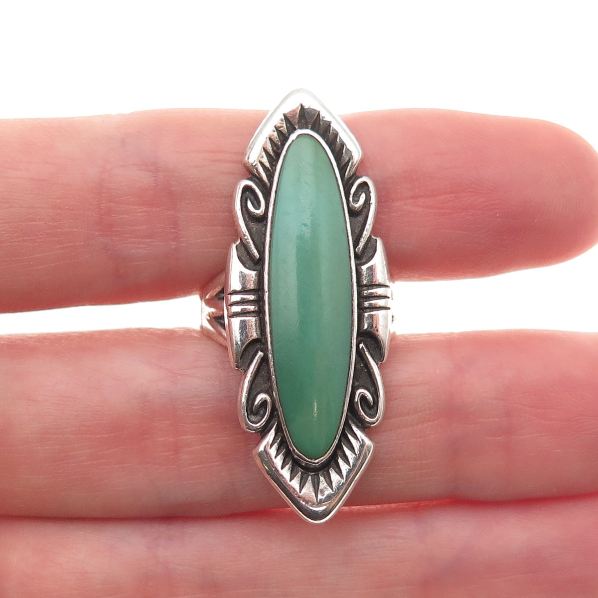 Bell Trading Post Old Pawn 925 Sterling Silver Vintage Turquoise Ring Size 7.25