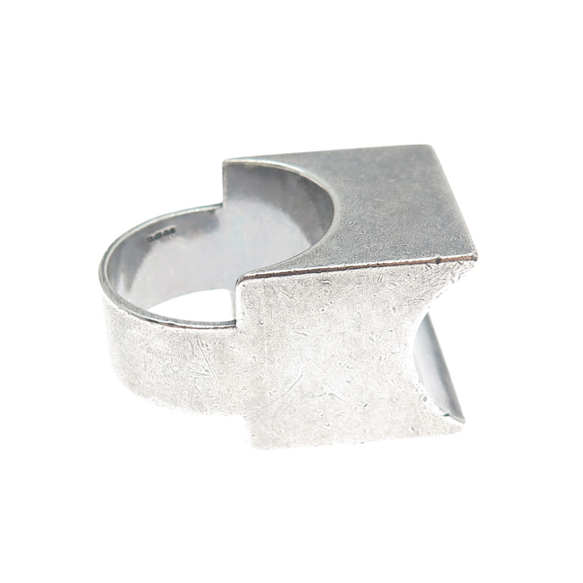 925 Sterling Silver Vintage 2003 PS London Modernist Oxidized Ring Size 11