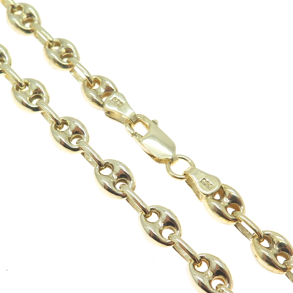 925 Sterling Silver Gold Plated Anchor Mariner Chain Necklace 17"