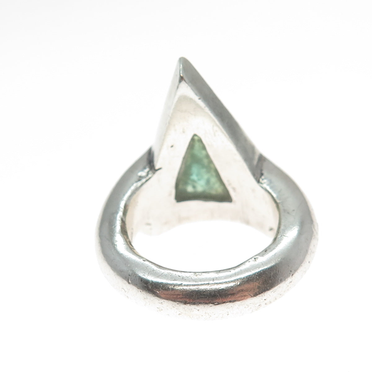 925 Sterling Silver Vintage Enamel Modernist Triangle Oxidized Ring Size 6.5