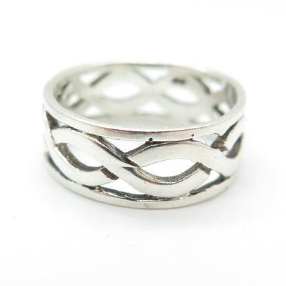 925 Sterling Silver Vintage Celtic Woven Band Ring Size 5.75