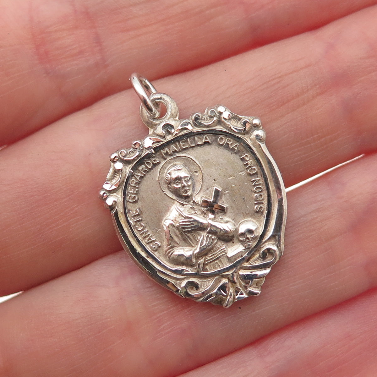 Creed 925 Sterling Silver Vintage Saint Gerard Majella Charm Pendant
