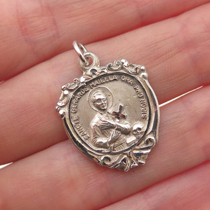 Creed 925 Sterling Silver Vintage Saint Gerard Majella Charm Pendant