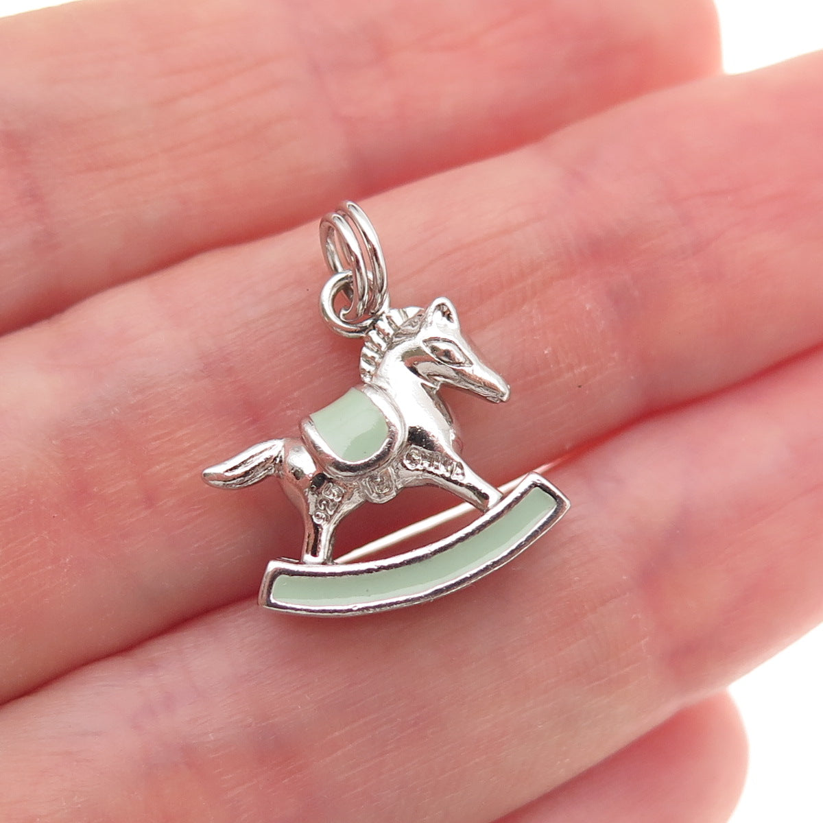 Ross Simons 925 Sterling Silver Enamel Rocking Horse 3D Charm Pendant
