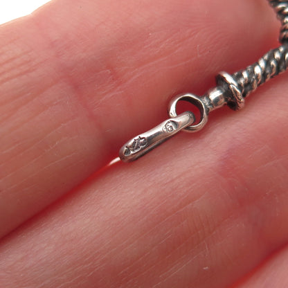 925 Sterling Silver Vintage Roped Cross Oxidized Charm Pendant