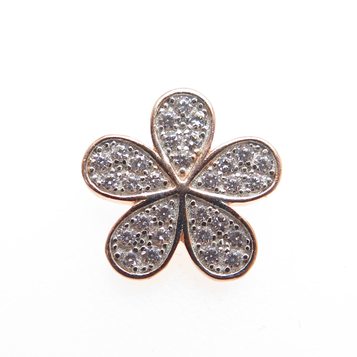 HAN 925 Sterling Silver Rose Gold Plated C Z Flower Minimalist Pendant