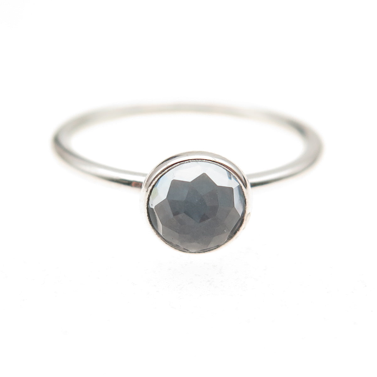 Pandora 925 Sterling Silver Blue Crystal March Birthstone Ring Size 6.75