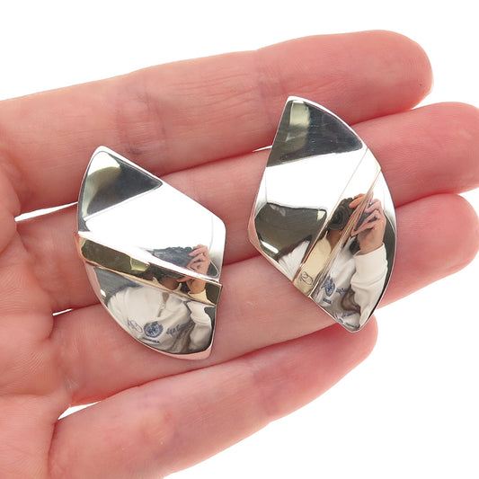 Victoria Creations 925 Sterling Silver 2-Tone Vintage Modernist Earrings