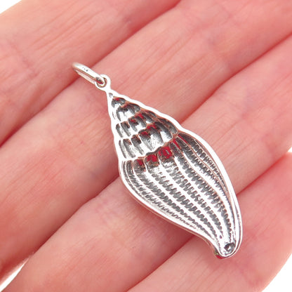 925 Sterling Silver Vintage Seashell Oxidized Charm Pendant