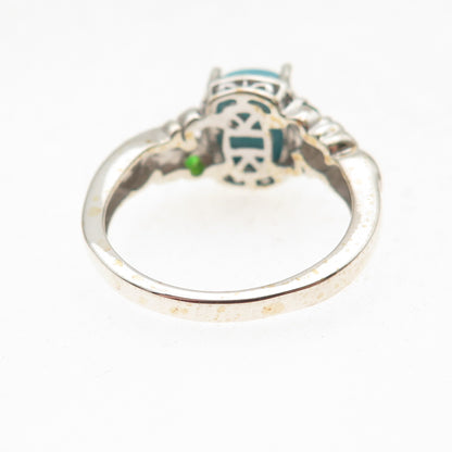 Chuck Clemency 925 Sterling Silver Real Turquoise & Peridot Ring Size 8.25