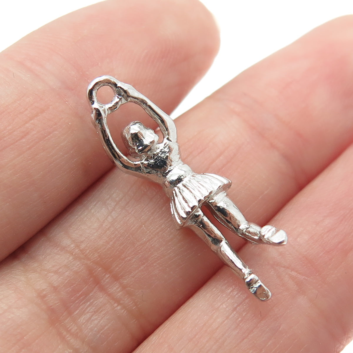 925 Sterling Silver Antique Art Deco Cheerleader 3D Pendant