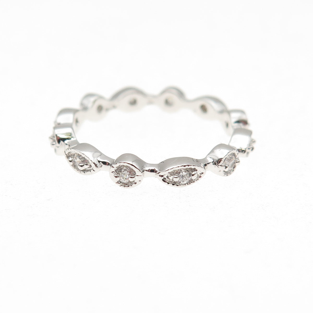 925 Sterling Silver Round-Cut C Z Eternity Band Ring Size 6.25