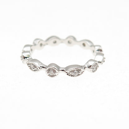925 Sterling Silver Round-Cut C Z Eternity Band Ring Size 6.25